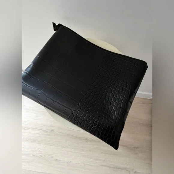 BEIS Black Croc-Embossed Tote Bag – Structured Work/Travel - Picture 10 of 11